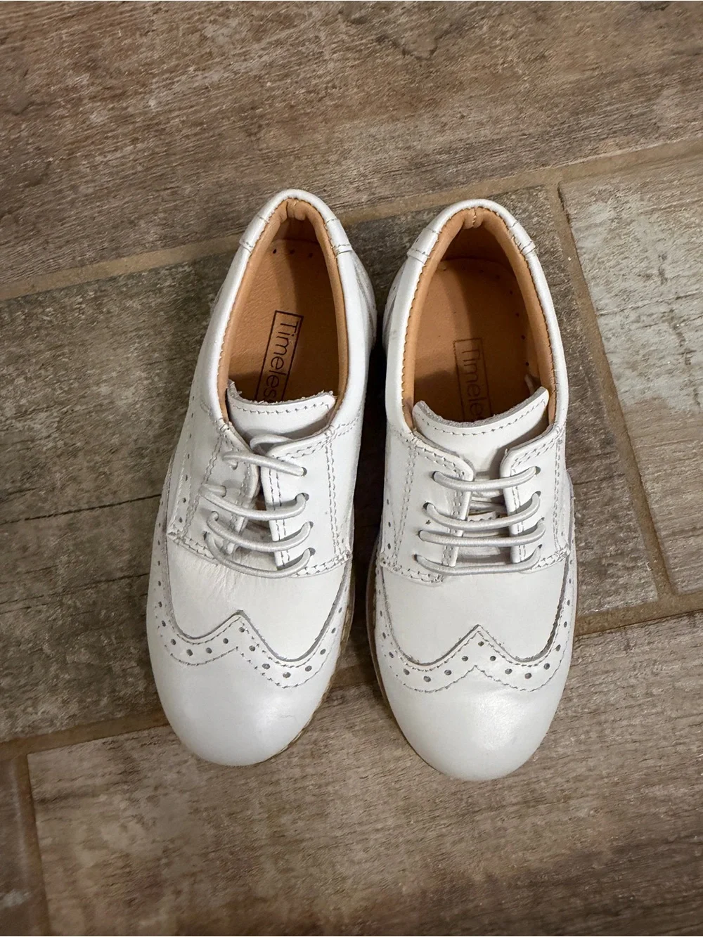 White Kids Wingtip Lace-Up Dress Shoes